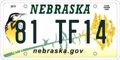 NE license plate 81TF14