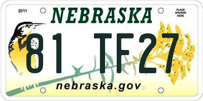 NE license plate 81TF27