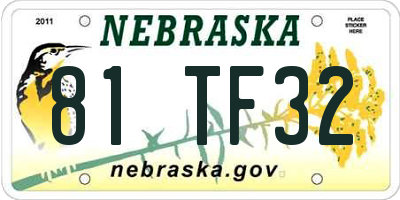 NE license plate 81TF32