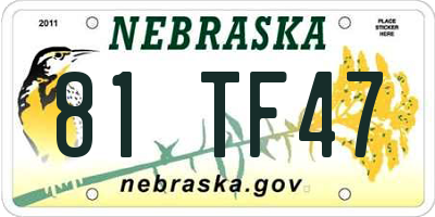 NE license plate 81TF47