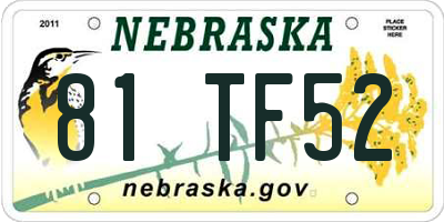 NE license plate 81TF52