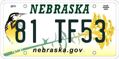 NE license plate 81TF53