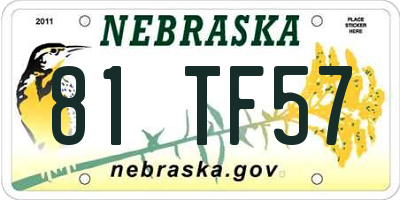 NE license plate 81TF57