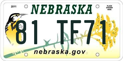 NE license plate 81TF71