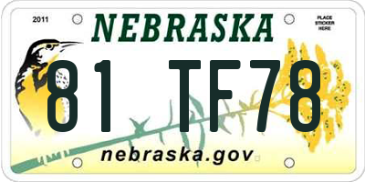 NE license plate 81TF78