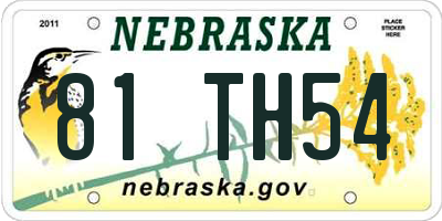 NE license plate 81TH54