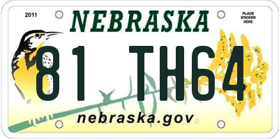 NE license plate 81TH64