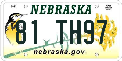 NE license plate 81TH97