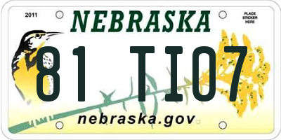 NE license plate 81TI07