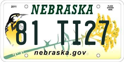 NE license plate 81TI27