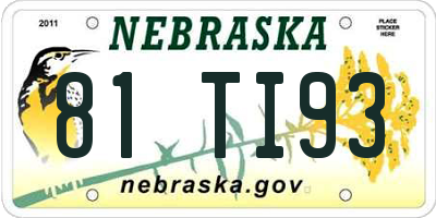 NE license plate 81TI93