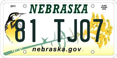 NE license plate 81TJ07