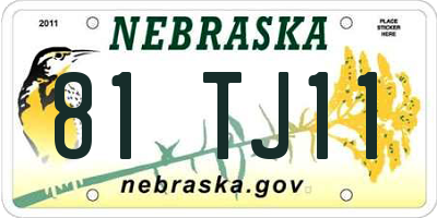 NE license plate 81TJ11