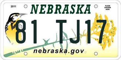 NE license plate 81TJ17