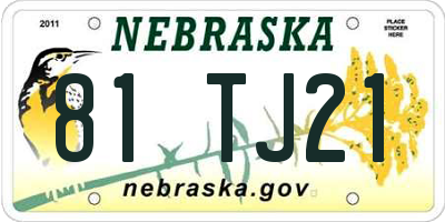 NE license plate 81TJ21