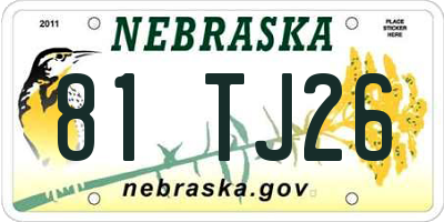 NE license plate 81TJ26