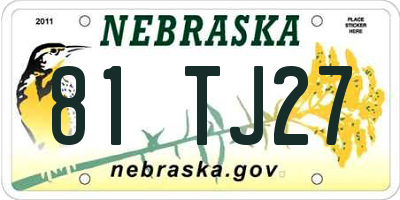 NE license plate 81TJ27
