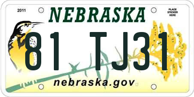 NE license plate 81TJ31