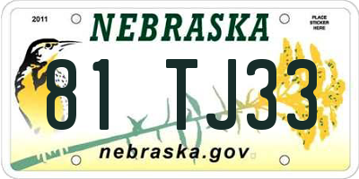 NE license plate 81TJ33