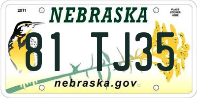 NE license plate 81TJ35
