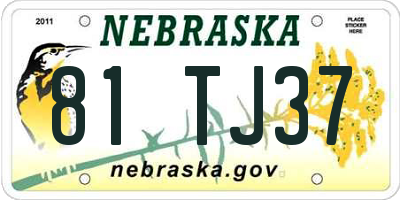 NE license plate 81TJ37
