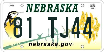NE license plate 81TJ44