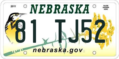 NE license plate 81TJ52
