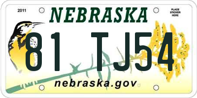 NE license plate 81TJ54