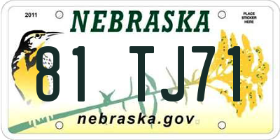 NE license plate 81TJ71