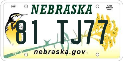 NE license plate 81TJ77