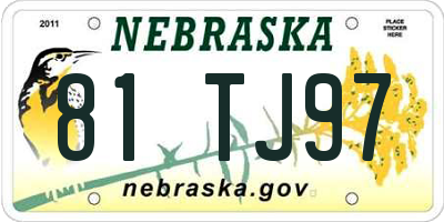 NE license plate 81TJ97
