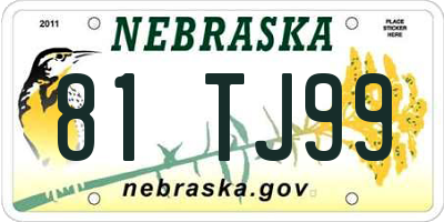 NE license plate 81TJ99