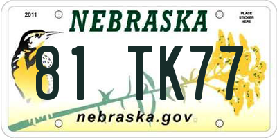 NE license plate 81TK77