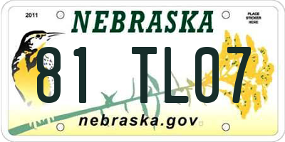 NE license plate 81TL07
