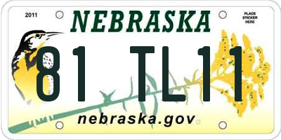 NE license plate 81TL11