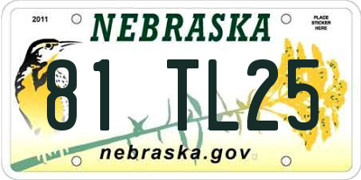 NE license plate 81TL25