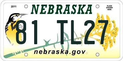 NE license plate 81TL27
