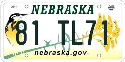 NE license plate 81TL71