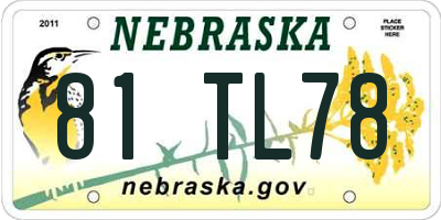 NE license plate 81TL78