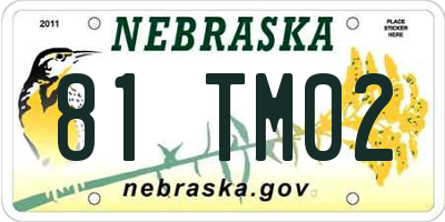 NE license plate 81TM02