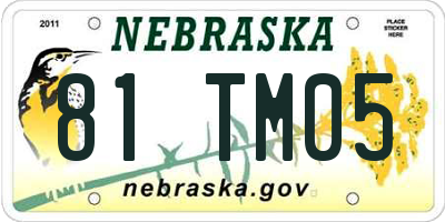 NE license plate 81TM05