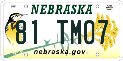 NE license plate 81TM07