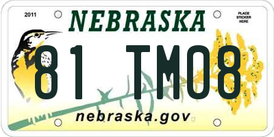 NE license plate 81TM08