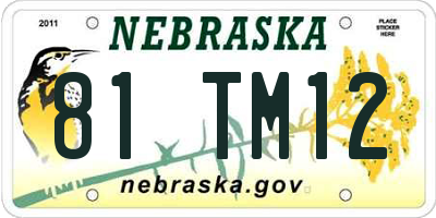 NE license plate 81TM12