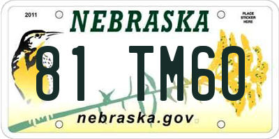 NE license plate 81TM60
