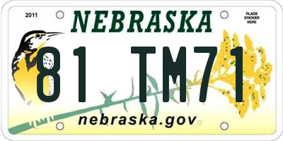 NE license plate 81TM71