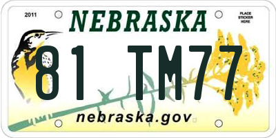 NE license plate 81TM77
