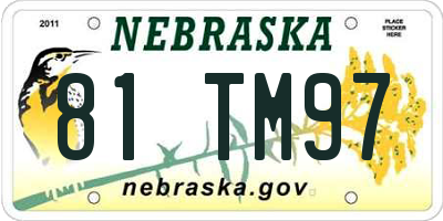 NE license plate 81TM97