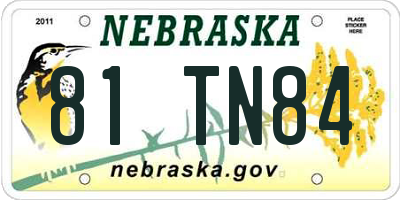 NE license plate 81TN84