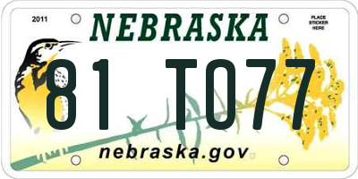 NE license plate 81TO77